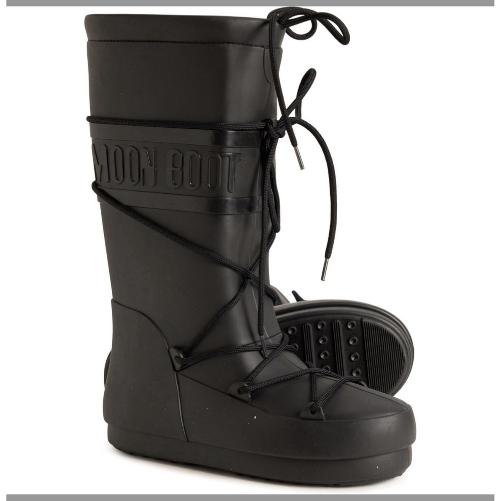 MOON BOOT Black Rain Boot High Boots - Waterproof - Euro Size: 35/36 US 4½-5½